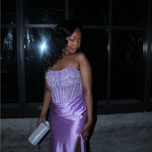 Elegant Purple Strapless Prom Dress